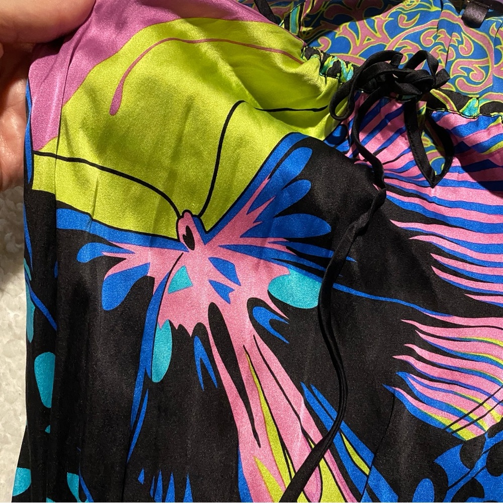 HALE BOB womens silk halter dress bright bold print XS - Picture 4 of 5